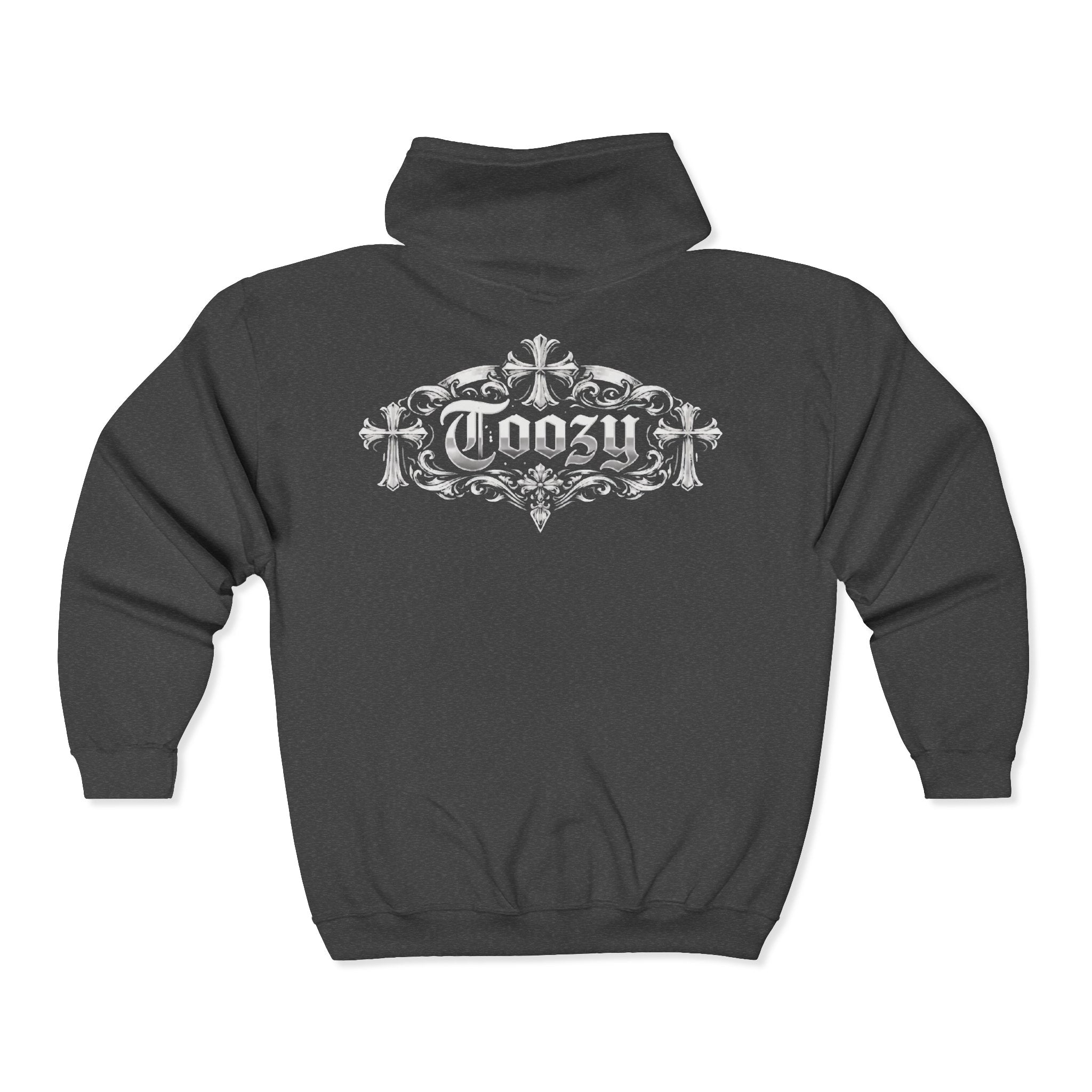 Full-Zip Hoodie - 'Toozy' Ornate Cross Logo